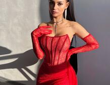 Мереживна сукня максі з рукавичками  | PUSHKA SHOP