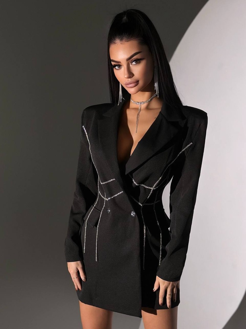 Сукня-піджак, декорована стразами Ручна робота Сукня-піджак, декорована стразами Ручна робота | PUSHKA SHOP