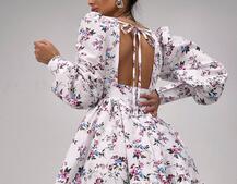 Сукня міні з пишною спідницею та драпіруванням на талії Сукня міні з пишною спідницею та драпіруванням на талії | PUSHKA SHOP