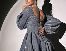 Сяюча корсетна сукня з пишною подвійною спідницею та об‘ємними рукавами | PUSHKA SHOP