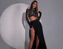 Комплект: топ декорований стразами + спідниця максі Комплект: топ декорований стразами + спідниця максі | PUSHKA SHOP