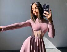 Приталена сукня з корсетною вставкою та спідницею-сонцем Приталена сукня з корсетною вставкою та спідницею-сонцем | PUSHKA SHOP