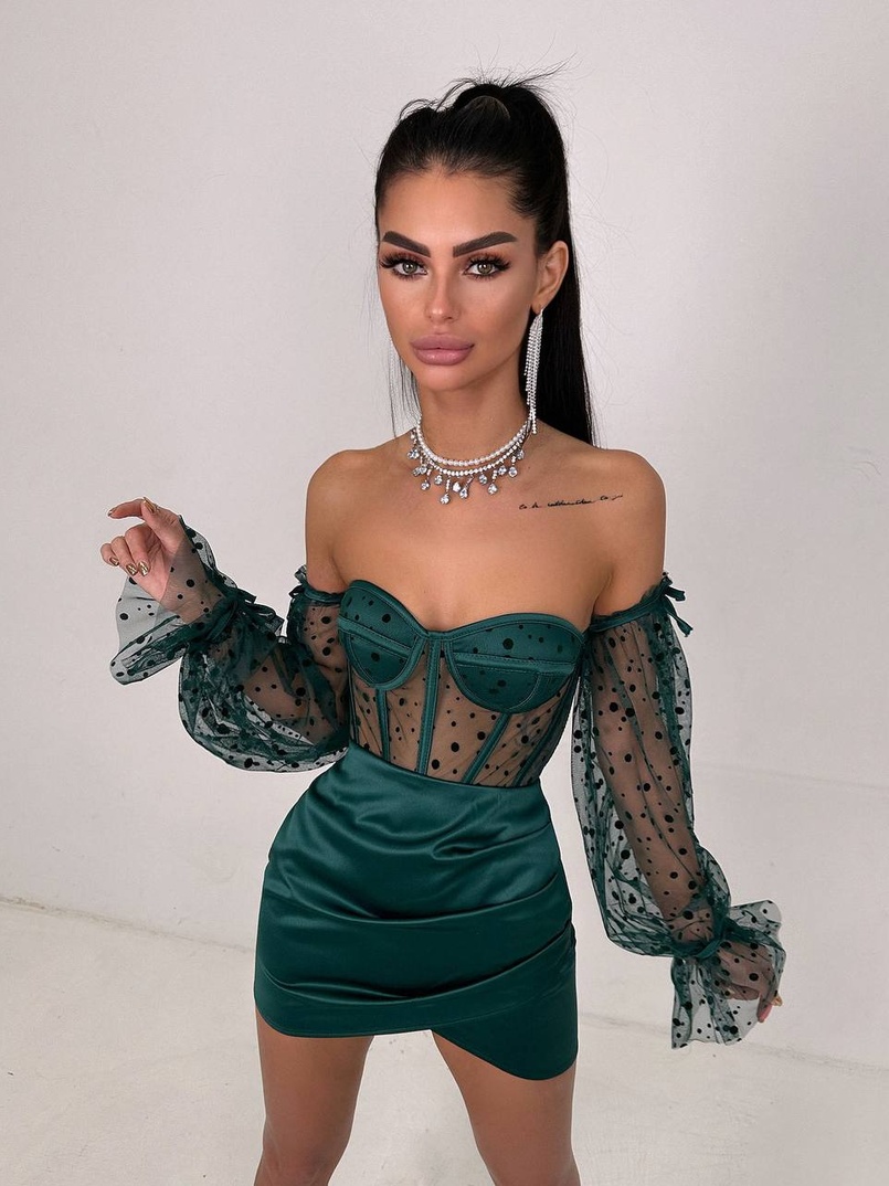 Улюблений комплект в новому виконанні: корсет бюстьє з об’ємними рукавами + спідниця міні | PUSHKA SHOP