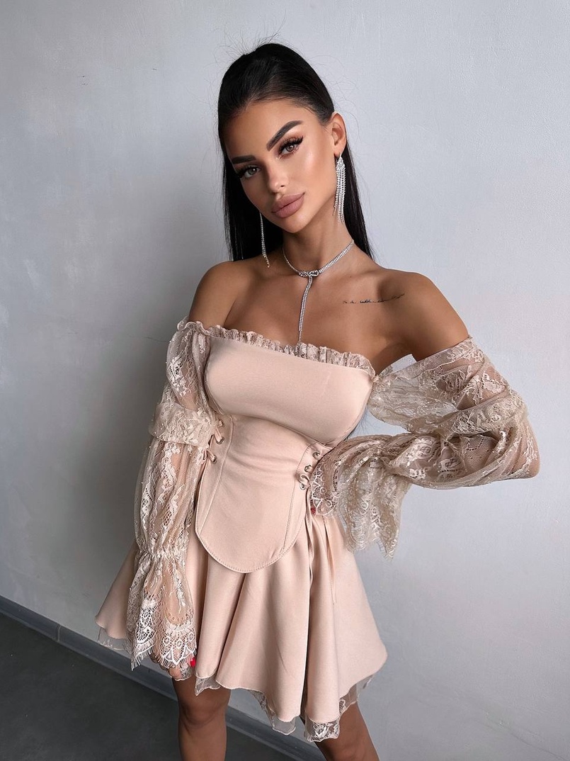 Сукня з корсетом декорована мереживом  Сукня з корсетом декорована мереживом  | PUSHKA SHOP