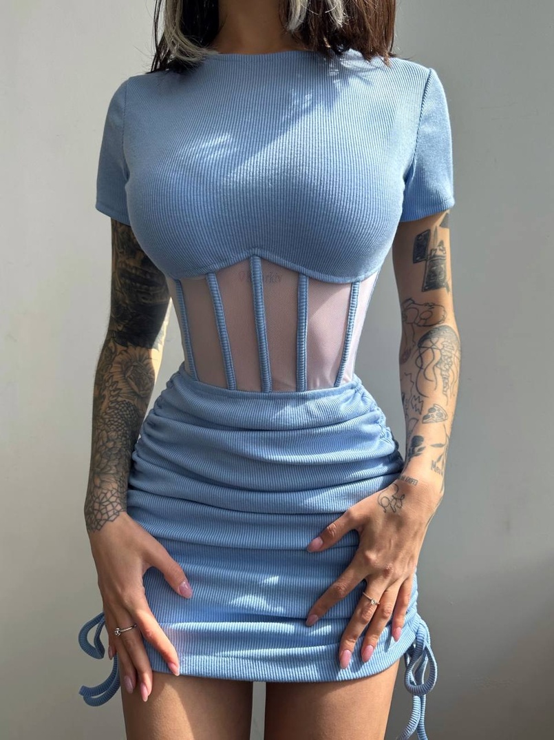 Сукня-міні  з елементами корсету  Довжину спідниці можна регулювати  | PUSHKA SHOP