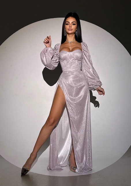 Сяючий комплект: корсет  + спідниця  максі з драпіруванням | PUSHKA SHOP