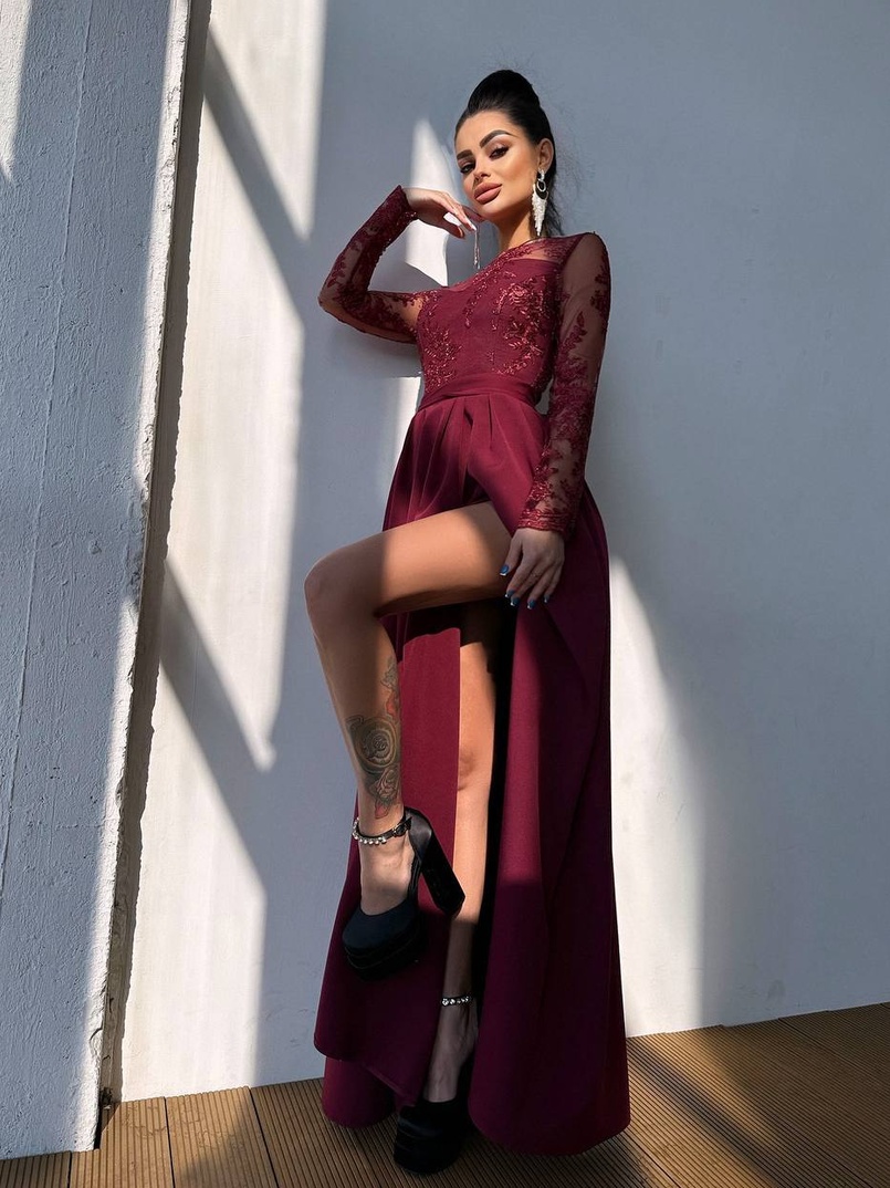 Сукня максі з мереживом  | PUSHKA SHOP