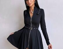 Сукня з пишною спідницею і поясом | PUSHKA SHOP