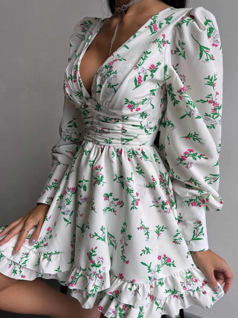 Сукня міні з пишною спідницею та драпіруванням на талії Сукня міні з пишною спідницею та драпіруванням на талії | PUSHKA SHOP