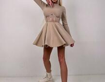 Трикотажна корсетна сукня з мереживом та пишною спідницею  Трикотажна корсетна сукня з мереживом та пишною спідницею  | PUSHKA SHOP