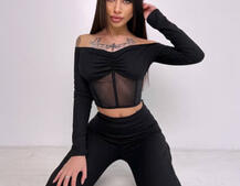 Комплект : штани кльош і топ з елементами корсету  Комплект : штани кльош і топ з елементами корсету  | PUSHKA SHOP