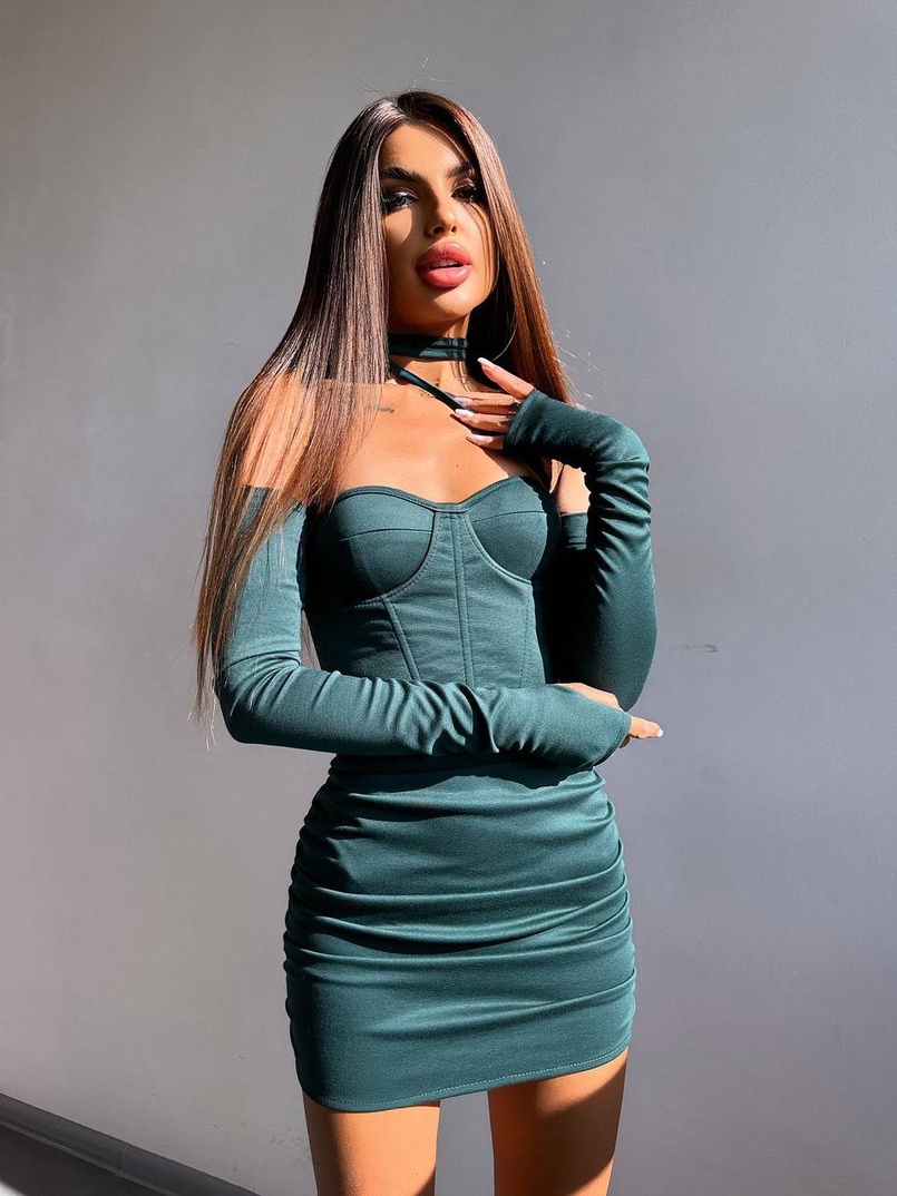 Корсетна сукня міні з філіжанками  | PUSHKA SHOP