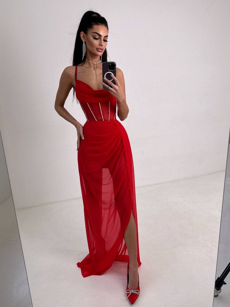 Комплект: корсет декорований стразами + спідниця максі  | PUSHKA SHOP