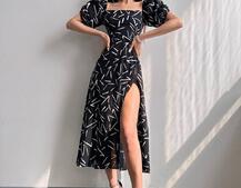 Сукня -міді зі шнурівкою на спинці та розрізом на ніжці Сукня -міді зі шнурівкою на спинці та розрізом на ніжці | PUSHKA SHOP