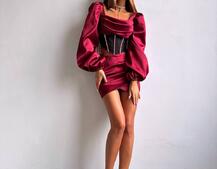 Комплект: корсет, декорований стразами   + спідниця міні з драпіруванням  Комплект: корсет, декорований стразами   + спідниця міні з драпіруванням  | PUSHKA SHOP