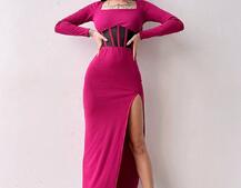 Сукня-міді  з елементами корсету   | PUSHKA SHOP