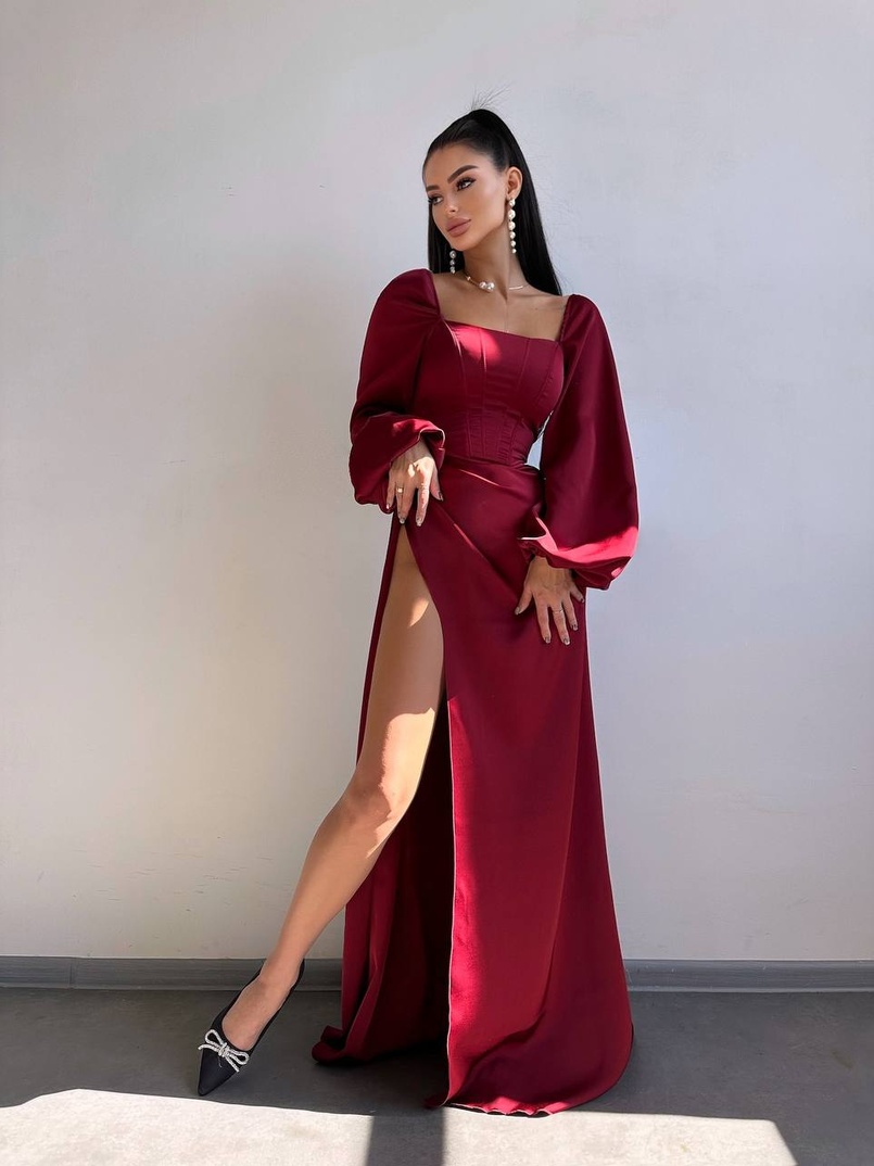 Атласний комплект: корсет + спідниця максі з драпіруванням Атласний комплект: корсет + спідниця максі з драпіруванням | PUSHKA SHOP