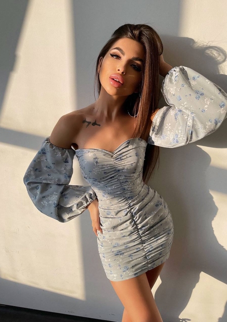 Сукня з квітковим принтом та драпіруванням   | PUSHKA SHOP