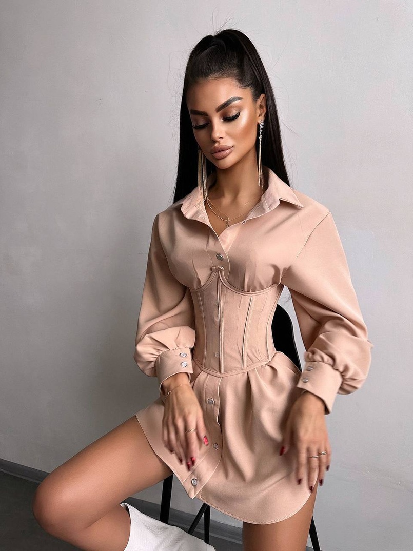 Приталена сорочка + корсет  | PUSHKA SHOP