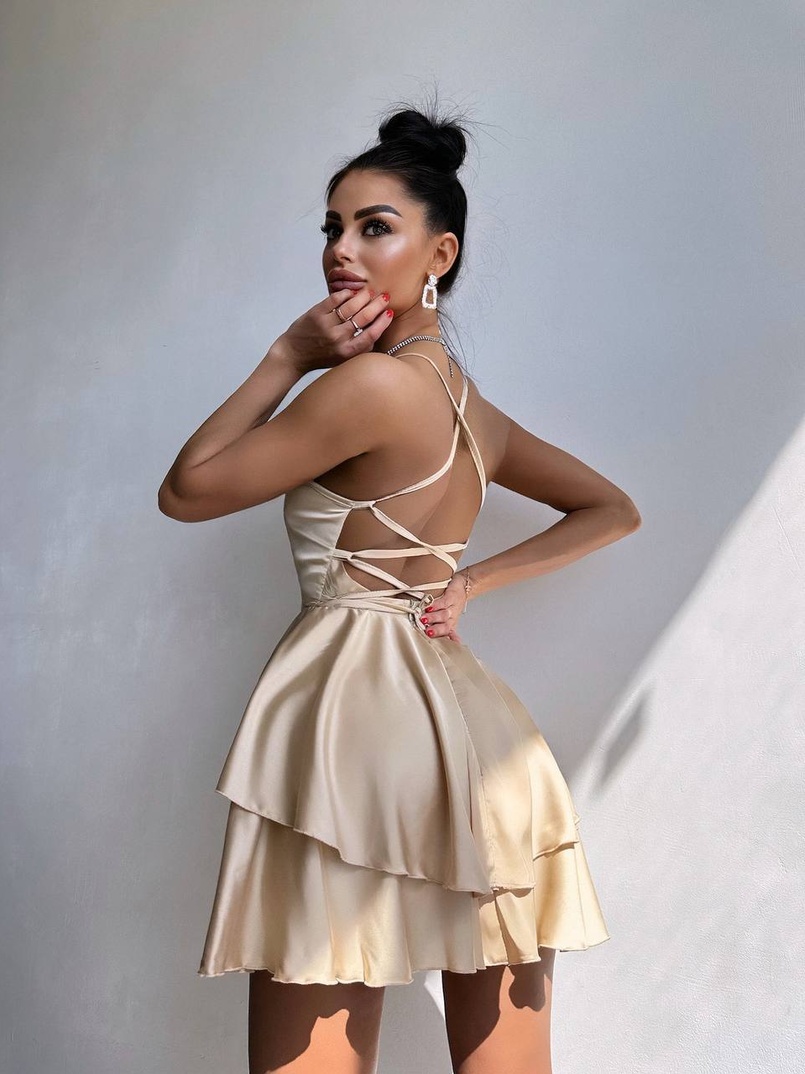 Шовкова сукня  з пишною спідницею та шнурівкою   Шовкова сукня  з пишною спідницею та шнурівкою   | PUSHKA SHOP