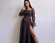 Сукня міді з корсетом декорована мереживом  | PUSHKA SHOP