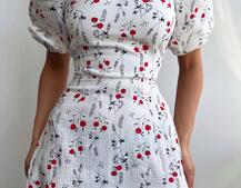 Сукня -міді зі шнурівкою на спинці та розрізом на ніжці з принтом Сукня -міді зі шнурівкою на спинці та розрізом на ніжці з принтом | PUSHKA SHOP