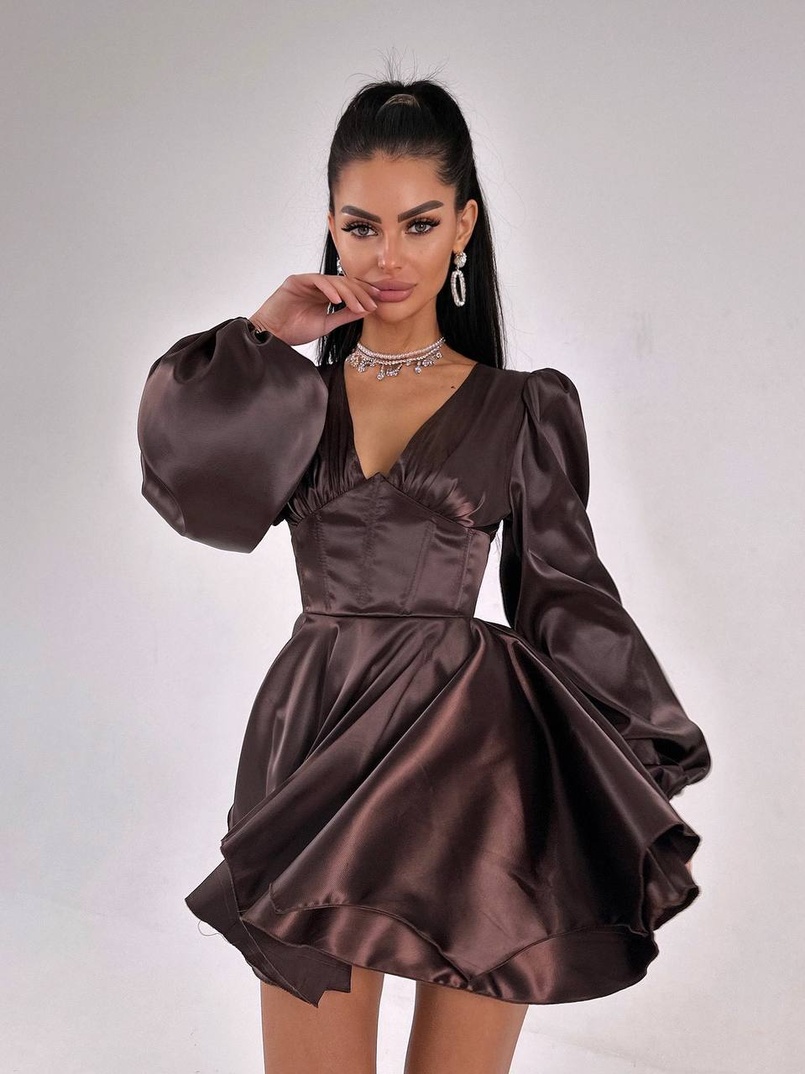 Атласна корсетна сукня  з пишною подвійною спідницею  Атласна корсетна сукня  з пишною подвійною спідницею  | PUSHKA SHOP