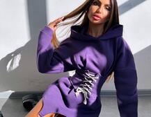 Тепле приталене худі з капюшоном на флісі + корсет на шнурівці Можна носити з корсетом та без Тепле приталене худі з капюшоном на флісі + корсет на шнурівці Можна носити з корсетом та без | PUSHKA SHOP