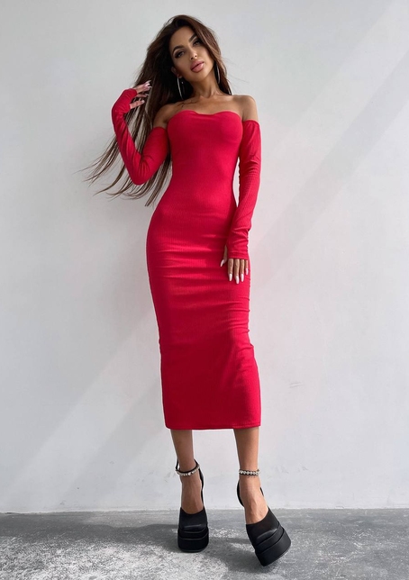 Облягаюча сукня міді з чашками з ефектом push up | PUSHKA SHOP