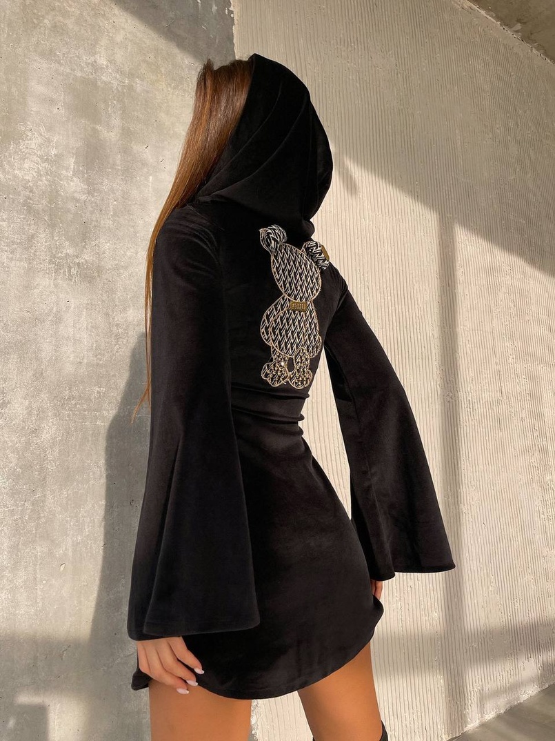 Оксамитова сукня міні з розкльошоними рукавами    Оксамитова сукня міні з розкльошоними рукавами    | PUSHKA SHOP