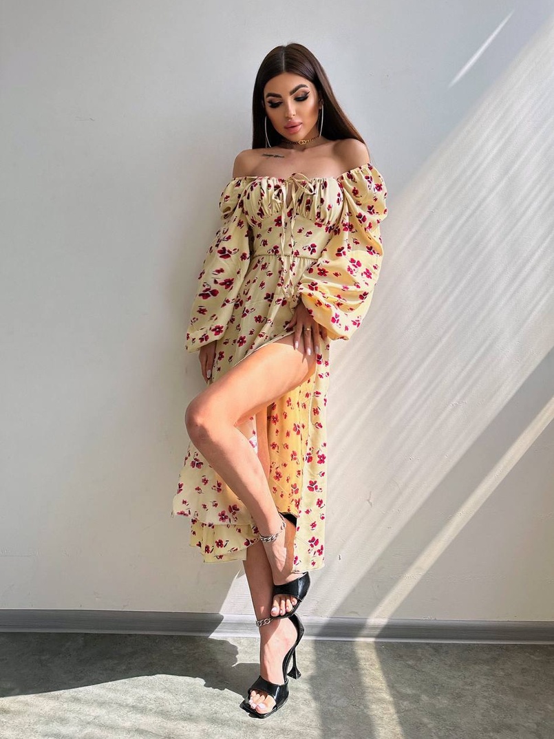 Сукня міді з квітковим принтом  Сукня міді з квітковим принтом  | PUSHKA SHOP