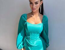 Атласний комплект: корсет + спідниця максі з драпіруванням Атласний комплект: корсет + спідниця максі з драпіруванням | PUSHKA SHOP