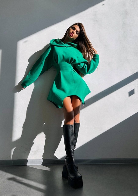 Тепле приталене худі з капюшоном на флісі + корсет на шнурівці Можна носити з корсетом та без | PUSHKA SHOP