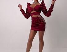 Сукня міні з драпіруванням, декорована стразами  Сукня міні з драпіруванням, декорована стразами  | PUSHKA SHOP