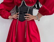 Приталена сукня з шовку  + корсет декорований стразами  Ручна робота  Приталена сукня з шовку  + корсет декорований стразами  Ручна робота  | PUSHKA SHOP