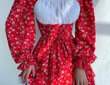 Квіткова сукня,декорована мереживом. Квіткова сукня,декорована мереживом. | PUSHKA SHOP