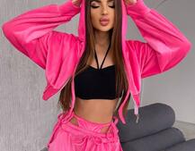 Велюровий комплект: кофта з корсетними елементами + джогери з імітацією трусиків Велюровий комплект: кофта з корсетними елементами + джогери з імітацією трусиків | PUSHKA SHOP