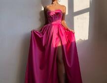 Комплект: корсет-бюстьє , декорований стразами  + спідниця максі з розрізом   Комплект: корсет-бюстьє , декорований стразами  + спідниця максі з розрізом   | PUSHKA SHOP