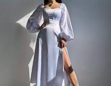 Елегантна сукня міді з корсетним верхом | PUSHKA SHOP
