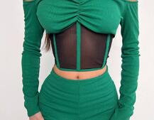 Комплект : штани кльош і топ з елементами корсету  Комплект : штани кльош і топ з елементами корсету  | PUSHKA SHOP