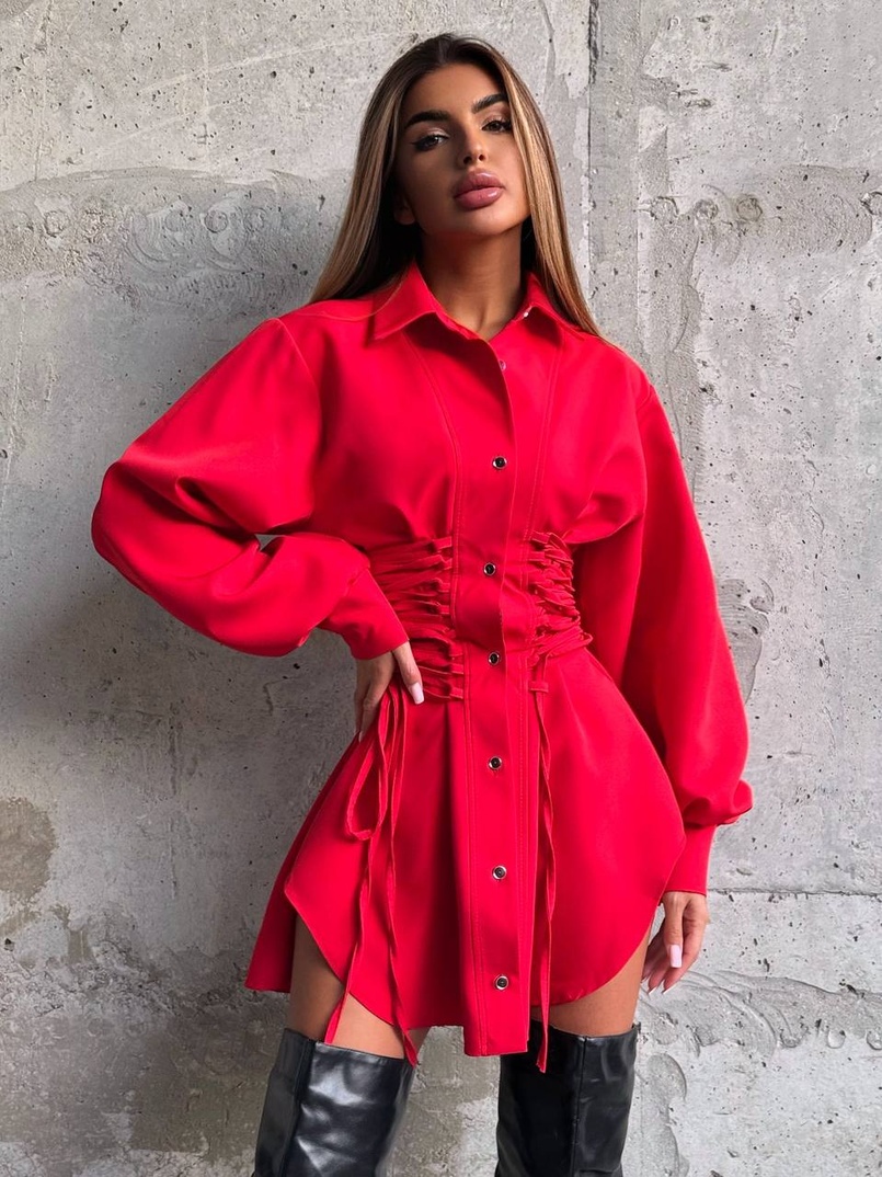 Сукня-сорочка зі шнурівкою Сукня-сорочка зі шнурівкою | PUSHKA SHOP