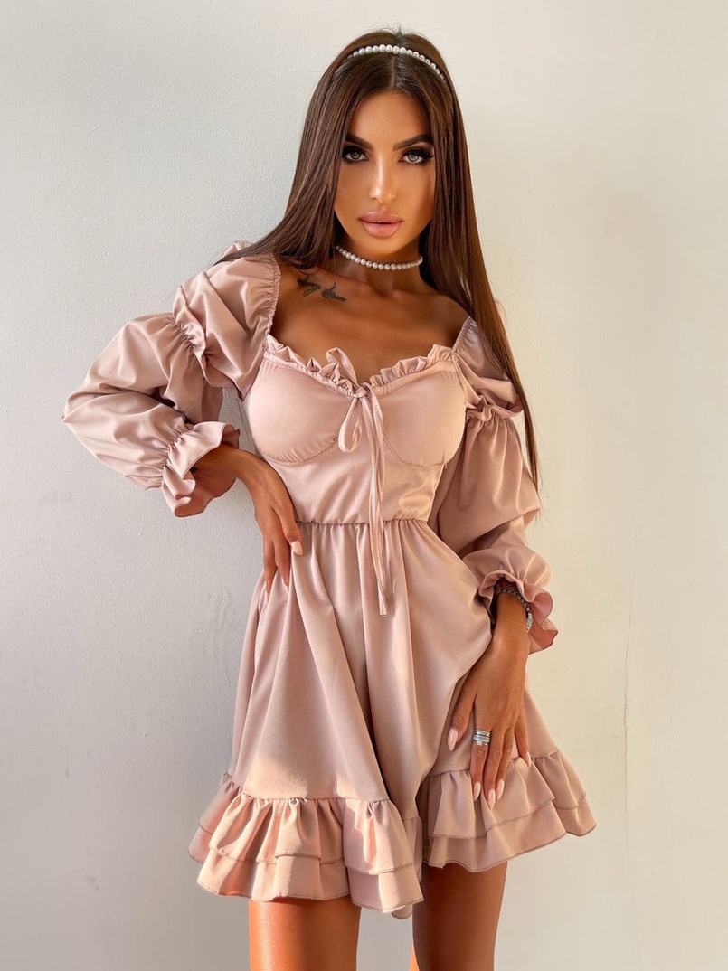 Платье с чашечками и пышной юбкой с оборками   | PUSHKA SHOP