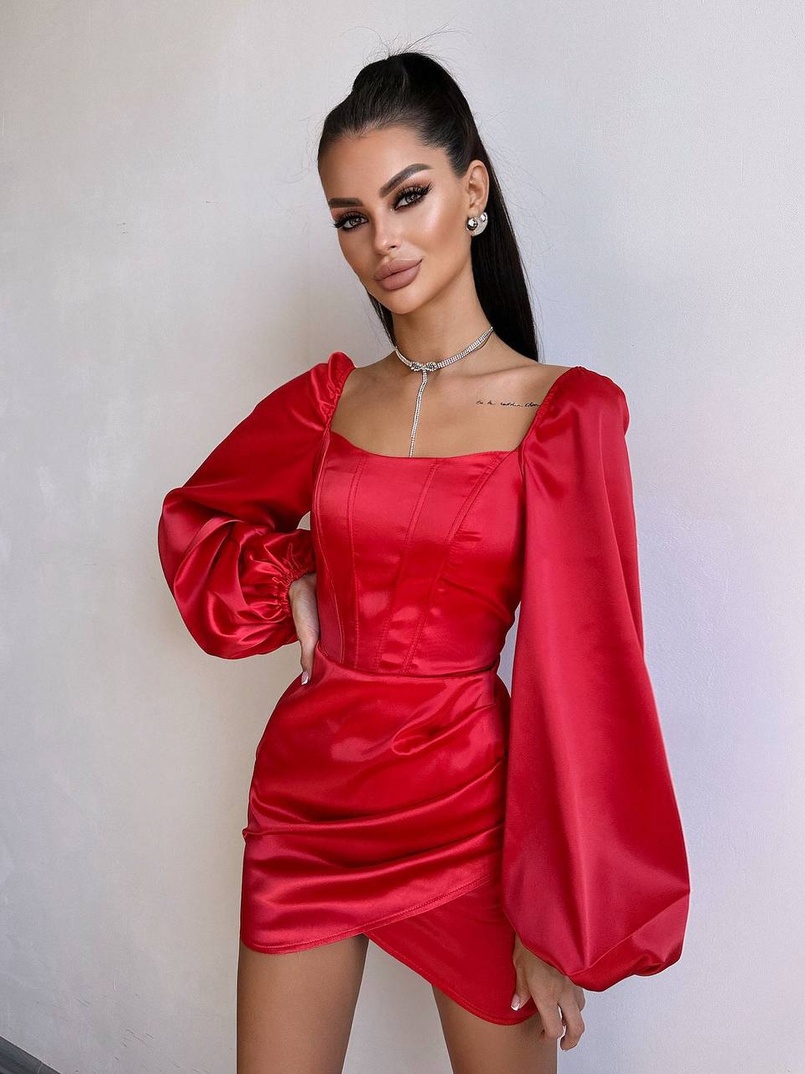 Атласний  комплект: корсет + спідниця з драпіруванням Атласний  комплект: корсет + спідниця з драпіруванням | PUSHKA SHOP