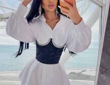 Приталена сукня-сорочка+корсет, декорований стразами Приталена сукня-сорочка+корсет, декорований стразами | PUSHKA SHOP