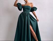 Сукня максі  з розрізом на спідниці та об’ємними рукавами  Сукня максі  з розрізом на спідниці та об’ємними рукавами  | PUSHKA SHOP