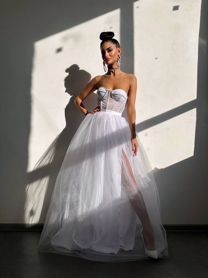 Комплект: корсет бюстьє декорований стразами + пишна спідниця максі  Ручна робота  Комплект: корсет бюстьє декорований стразами + пишна спідниця максі  Ручна робота  | PUSHKA SHOP