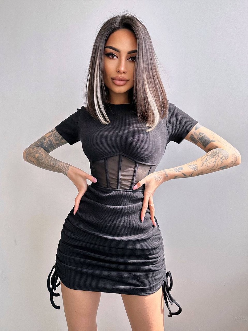 Сукня-міні  з елементами корсету  Довжину спідниці можна регулювати  | PUSHKA SHOP