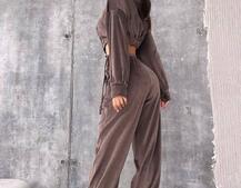 Велюровий комплект: кофта з корсетними елементами + джогери з імітацією трусиків | PUSHKA SHOP