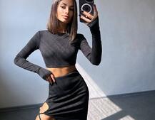 Комплект: топ + спідниця із зав‘язками на ніжку  | PUSHKA SHOP