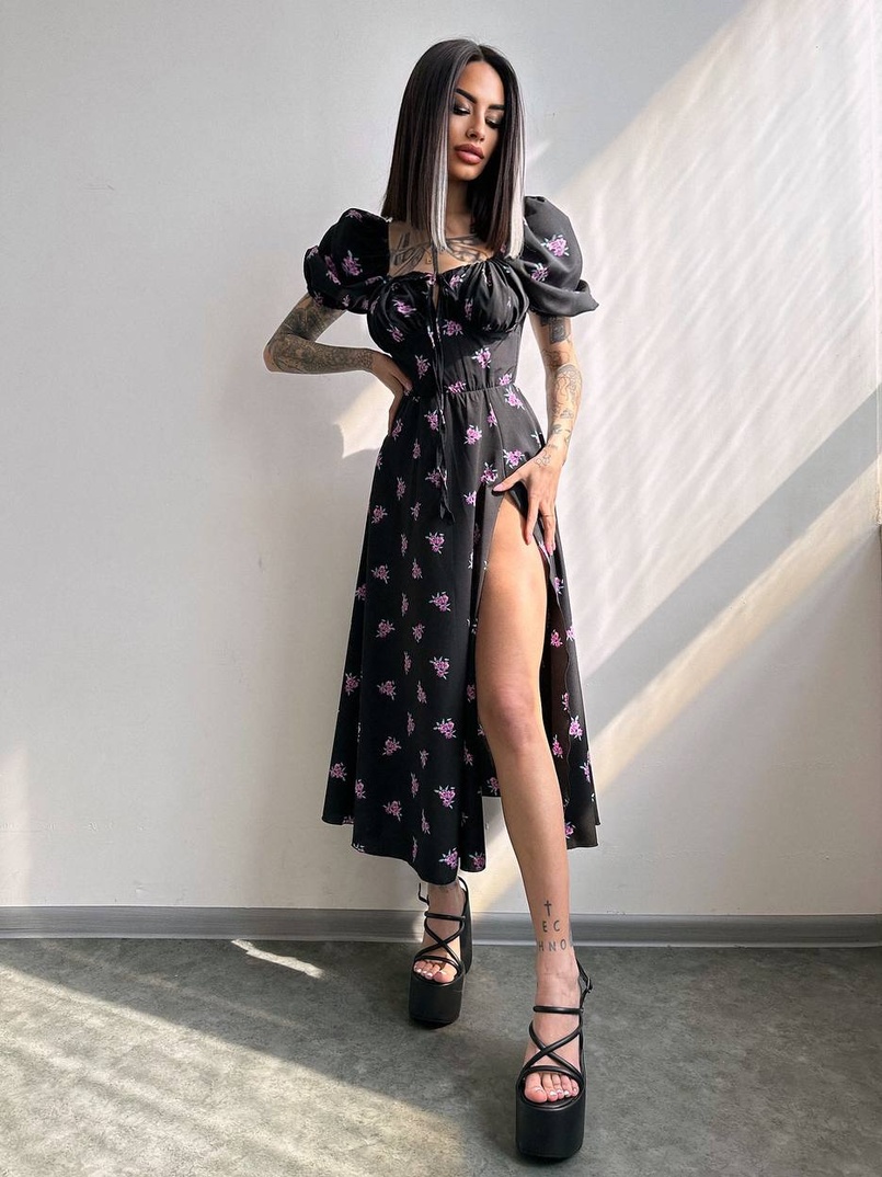 Сукня- міді  з квітковим принтом Сукня- міді  з квітковим принтом | PUSHKA SHOP